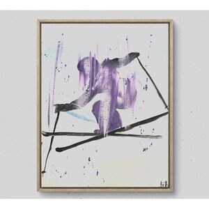 WS original olympic skier painting 14X11 canvas acrylic abstract modern wall art